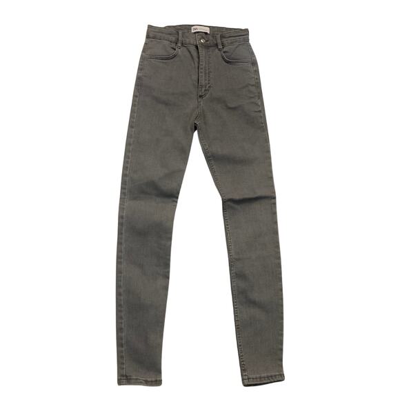 ZARA High Waist Washed Out Gray Grey Skinny Jeans Size 2 Stretch Denim - Picture 1 of 9